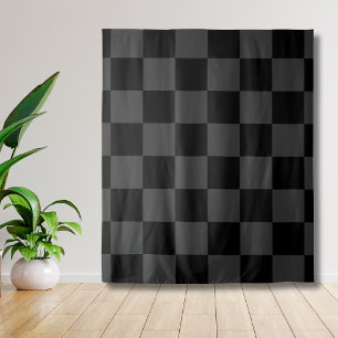 Classic Modern Black & Smoky Black Chequerboard  Tapestry