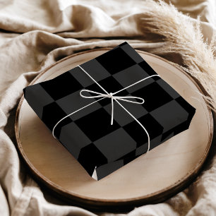 Classic Modern Black & Smoky Black Chequerboard  Tissue Paper