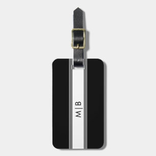 Classic Modern Black White Monogram Luggage Tag
