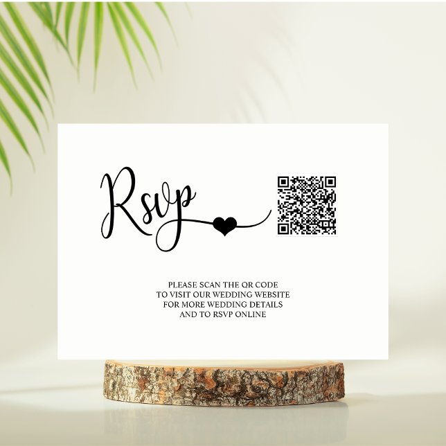 Classic Modern Black & White Wedding RSVP QR Code Enclosure Card (Creator Uploaded)