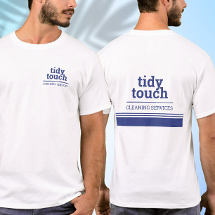 Classic Modern Blue White Cleaning Services Team T-Shirt