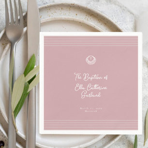 Classic modern blush baptism celebration napkins