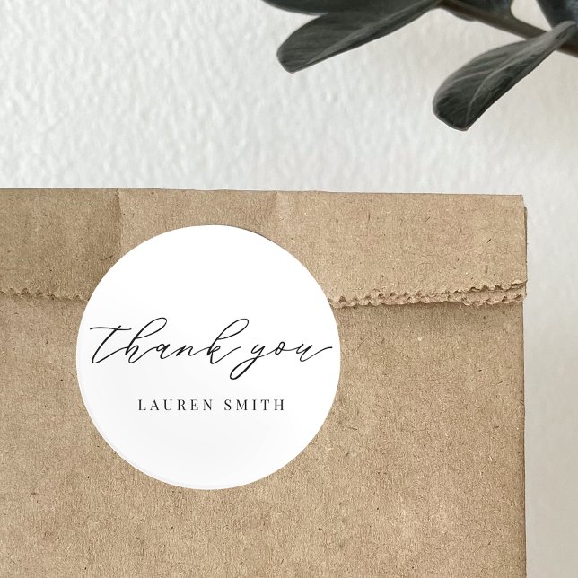 Classic Modern Calligraphy Thank You Classic Round Sticker (Creator Uploaded)