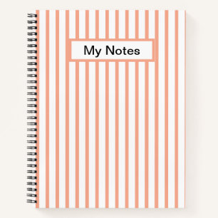 Classic Modern Custom Name Peach Stripe Notebook
