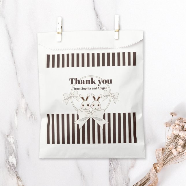 Classic Modern Cute Twin Bunny Girl Thank You Favour Bags (Creator Uploaded)