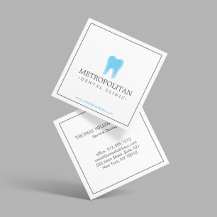 Classic Modern Dentist Tooth Logo on White Square Business Card