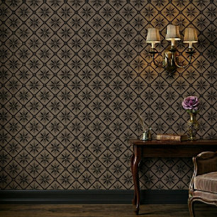 Classic Modern Floral Brown Pattern Wallpaper