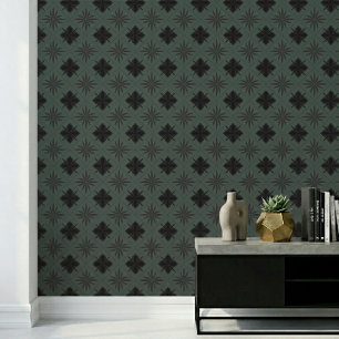 Classic Modern Floral Pattern Dark Green Wallpaper