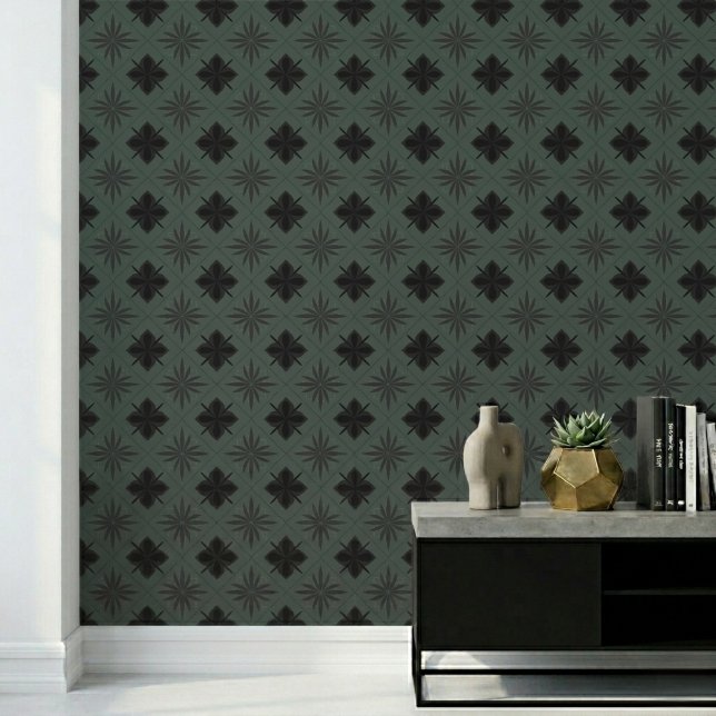 Classic Modern Floral Pattern Dark Green Wallpaper (Creator Uploaded)