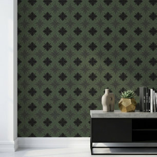 Classic Modern Floral Pattern Dark Yellow Wallpaper