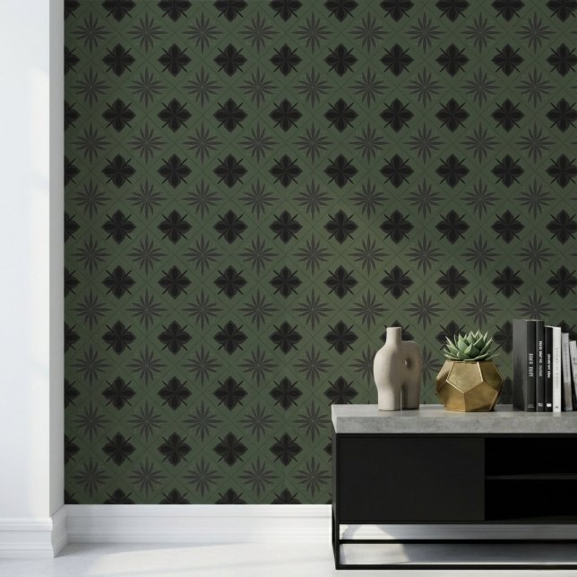 Classic Modern Floral Pattern Dark Yellow Wallpaper (Creator Uploaded)