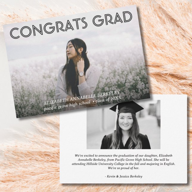 Classic Modern Graduation Photo Announcement Cards (Classic Modern Graduation Photo Announcement Cards)