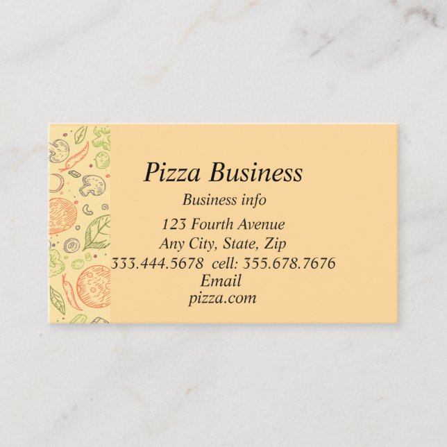 Classic Modern Graphic Art Pizza Business Name Business Card (Front)