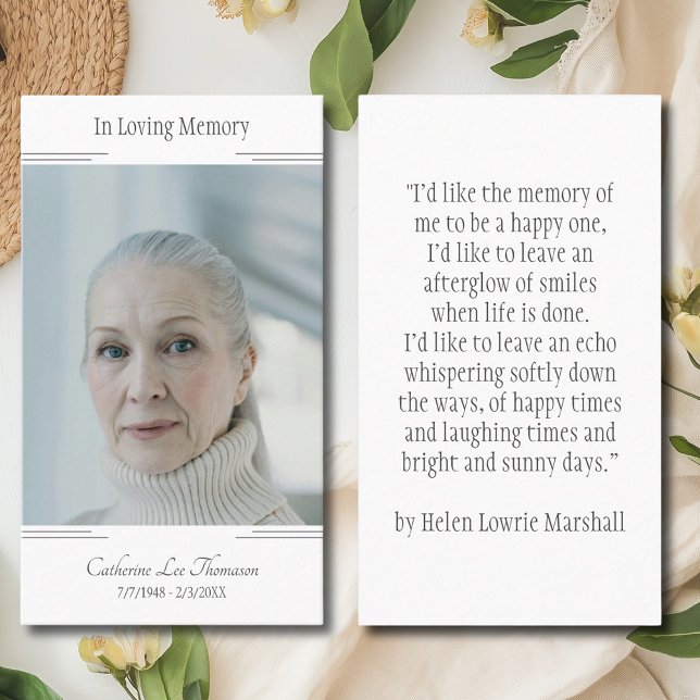 Classic Modern In Loving Memory Photo Prayer Card (Classic Modern In Loving Memory Photo Prayer Card)