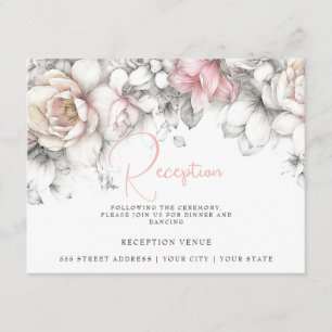 Classic Modern Ivory and Blush Floral  Enclosure Card