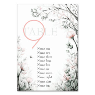 Classic Modern Ivory and Blush Floral  Table Number