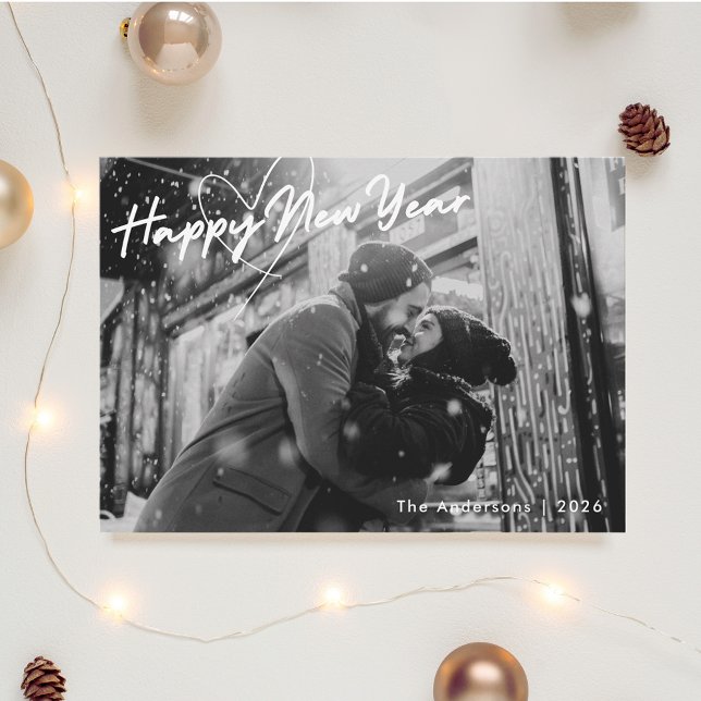 Classic Modern Lovely New Years Newlywed Photo Holiday Card (Creator Uploaded)