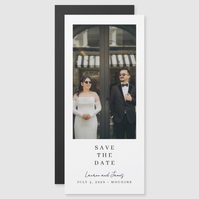 Classic Modern Magnetic Wedding Save The Date (Front/Back)