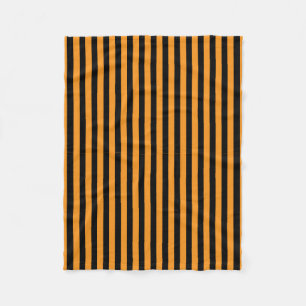 Classic Modern Minimal Black and Orange Striped Fleece Blanket