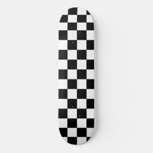 Classic Modern Minimal Chequered Black and White Skateboard