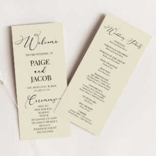 Classic Modern Minimal Minimalist Elegant Wedding Programme