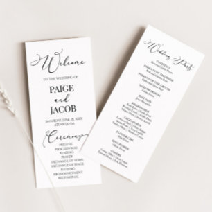 Classic Modern Minimal Minimalist Elegant Wedding Programme