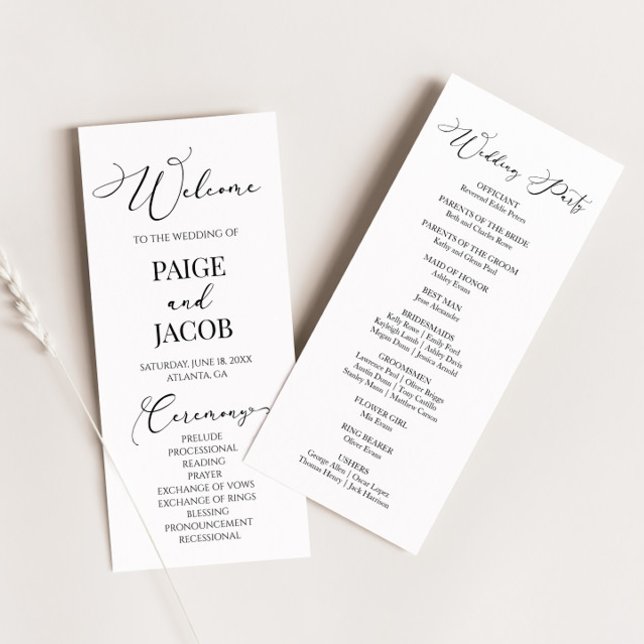 Classic Modern Minimal Minimalist Elegant Wedding Programme (Creator Uploaded)