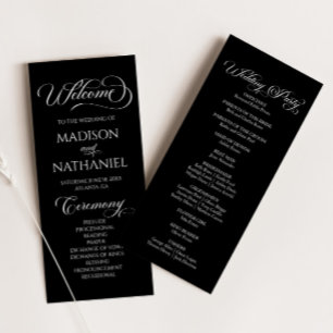 Classic Modern Minimal Minimalist Elegant Wedding Programme