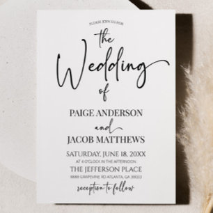 Classic Modern Minimal Minimalist Simple Wedding Invitation