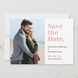 Classic Modern Minimal Soft Pink Typography Save The Date