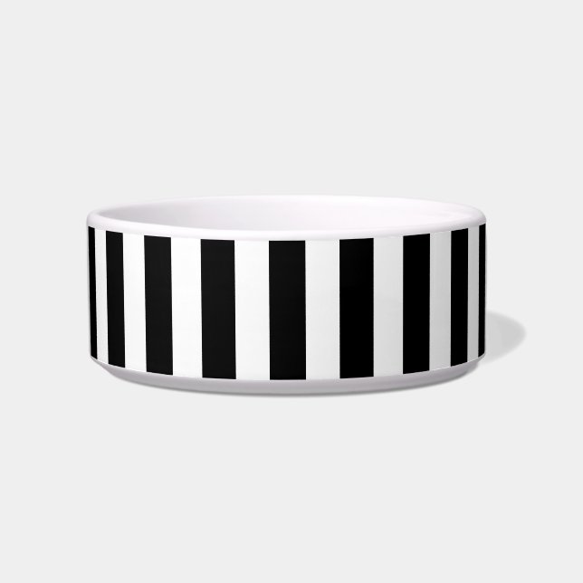 Classic Modern Minimal Striped Black and White  Bowl (Front)