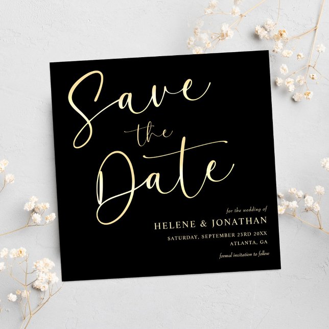 Classic Modern Minimalist Black Elegant Wedding Save The Date (Classic Modern Minimalist Black Elegant Wedding Save The Date)