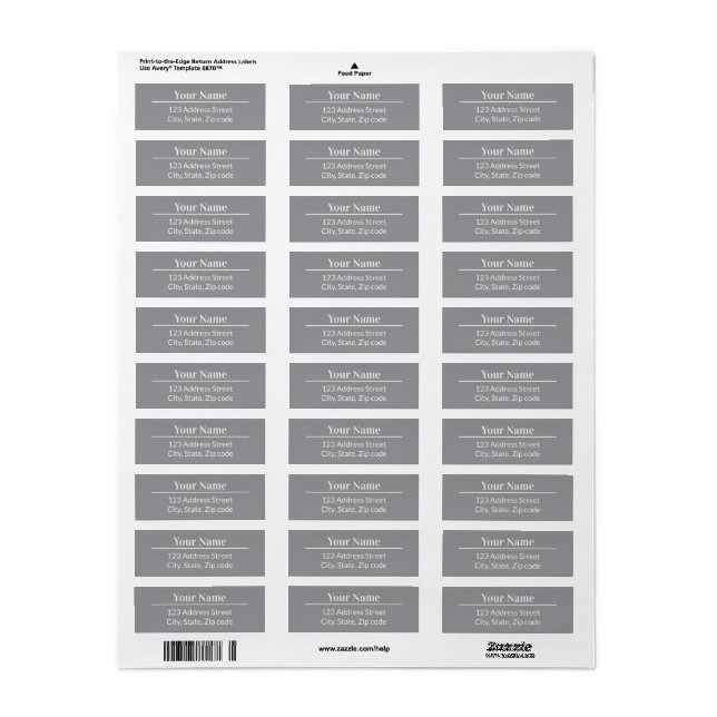 Classic Modern Minimalist Grey Name Mail Address (Full Sheet)