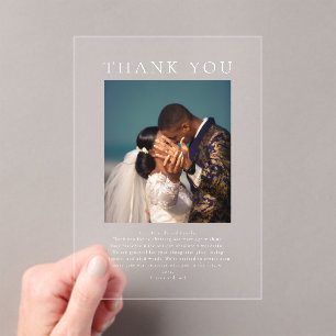 Classic Modern Minimalist Photo Wedding Thank You Acrylic Invitations