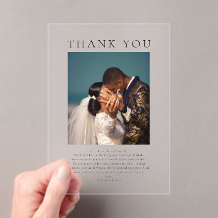 Classic Modern Minimalist Photo Wedding Thank You Acrylic Invitations