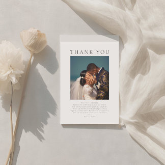 Classic Modern Minimalist Photo Wedding Thank You Card
