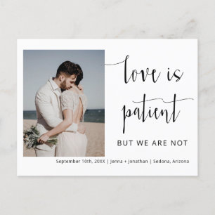 Classic Modern Minimalist Script Photo Elopement Postcard
