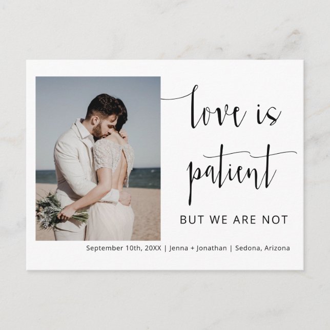 Classic Modern Minimalist Script Photo Elopement Postcard (Front)