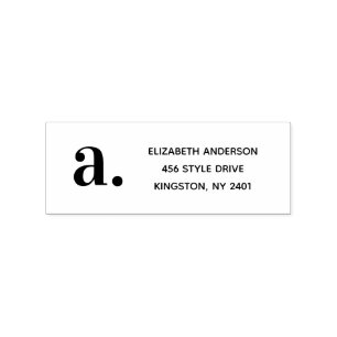 Classic Modern Monogram Simple Return Address Rubber Stamp