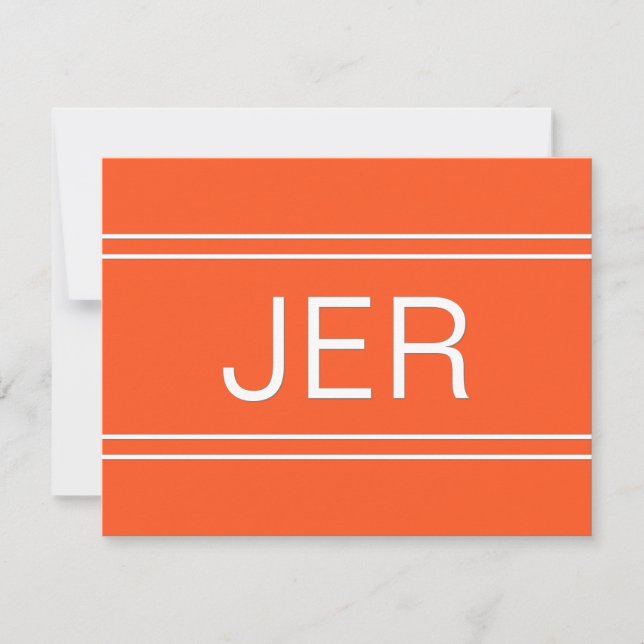 Classic Modern Monogrammed Name Initials Orange Card (Front)