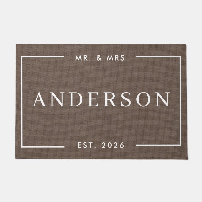 Classic Modern Mr. & Mrs. Wedding Gift Doormat (Front)