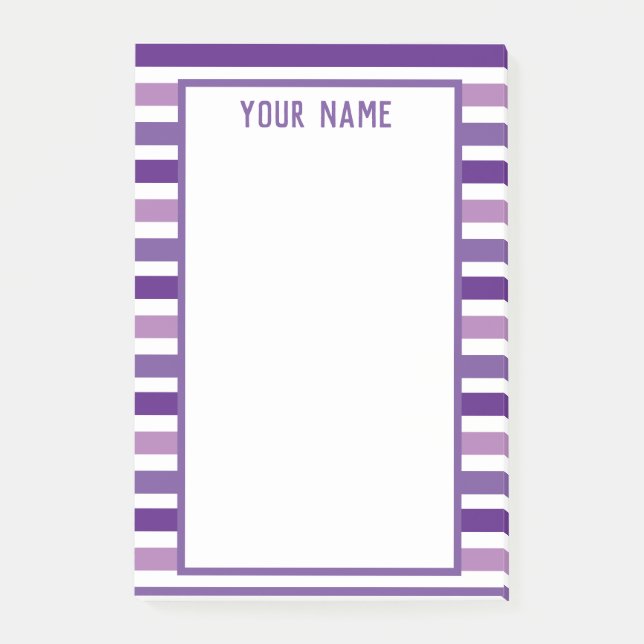 Classic Modern Name Purple and White Stripes  Post-it Notes (Front)