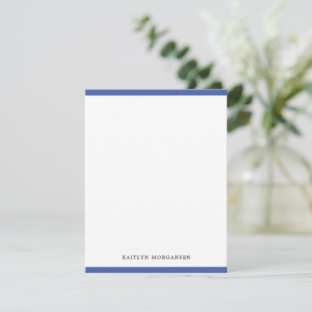 Classic Modern Navy Blue Border Personalised Card (Standing Front)