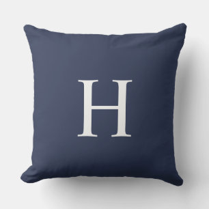 Classic Modern Navy Blue Monogram Cushion