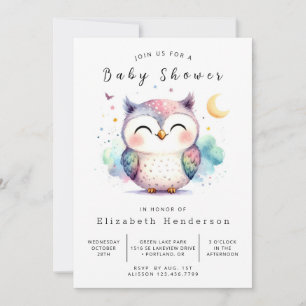 Classic Modern Owl Baby Shower Invitation