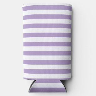 Classic Modern Pastel Light Purple White Striped  Seltzer Can Cooler