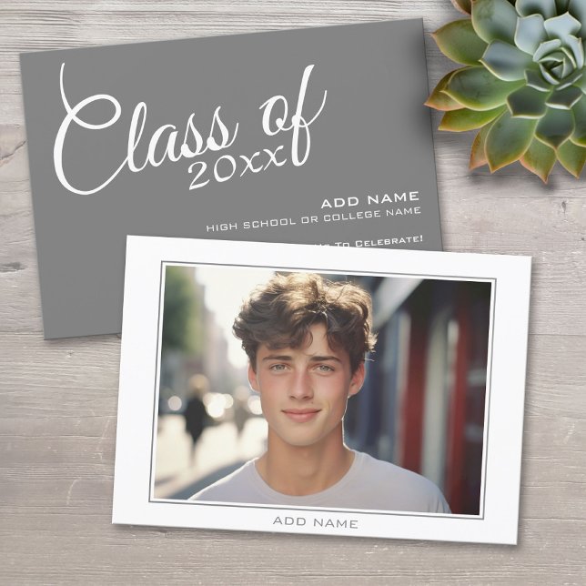 Classic Modern Photo Frame Graduation Party Invitation (Custom Graduation Announcement)