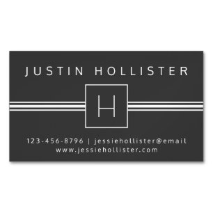 Classic Modern Professional Monogram Dark Grey Magnetic Business Card
