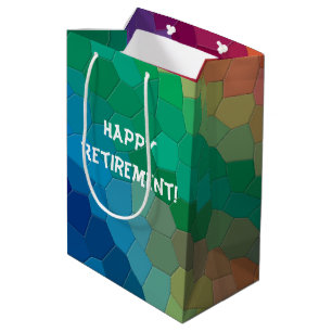 Classic Modern Rainbow Mosaic Pattern, Retirement Medium Gift Bag