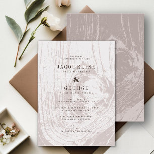 Classic Modern Rustic Woodgrain Chic Fall Wedding Invitation